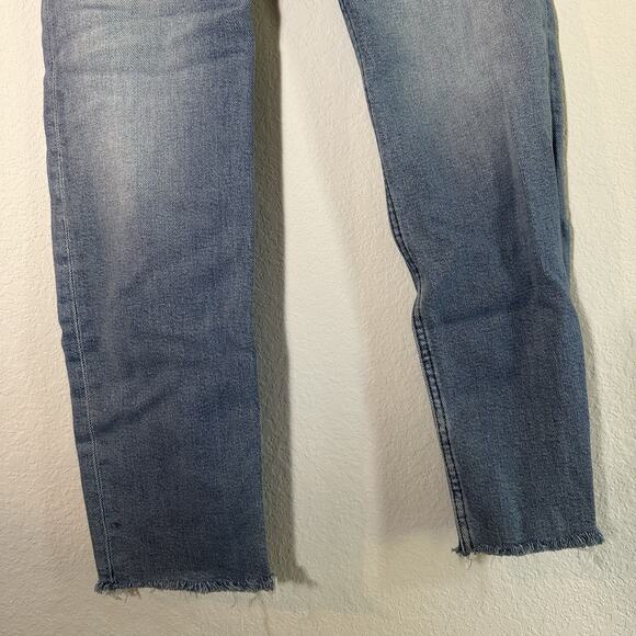 Re/Done Jeans 70s Stovepipe Raw Hem Sz 25 Indie Hipster Stretchy Straight Button - Picture 8 of 10